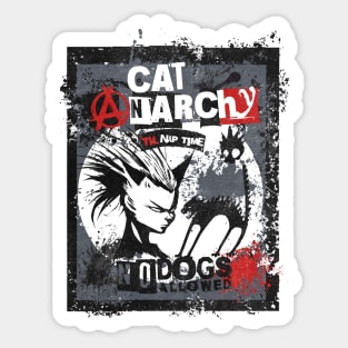 CAT ANARCHY - BLACK WHITE & RED Sticker